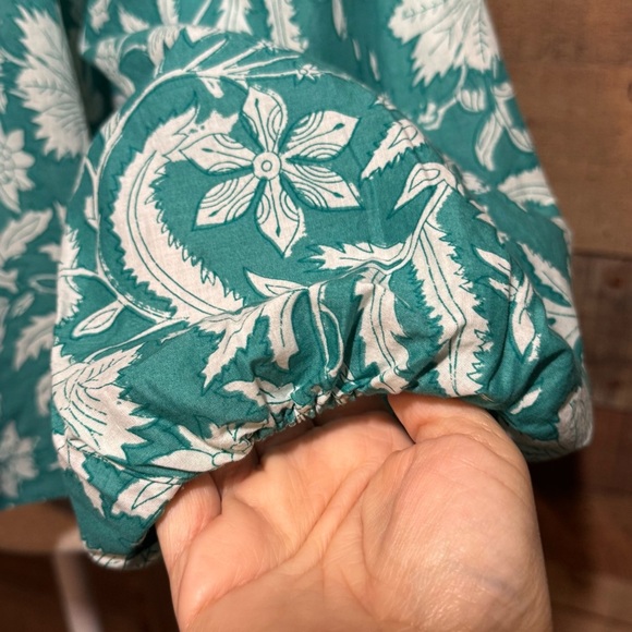 🌻 Molly Bracken Turquoise Balloon Sleeved Babydoll Blouse size XS - Picture 8 of 11